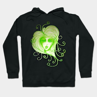 Green Girl with Whispy Hair Hoodie